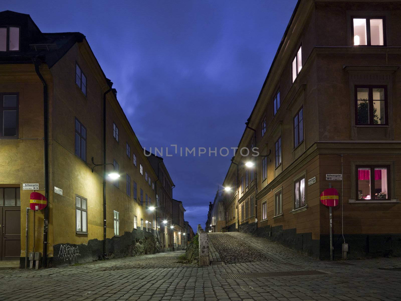 Colorful back alley in the southern parts of Stockholm