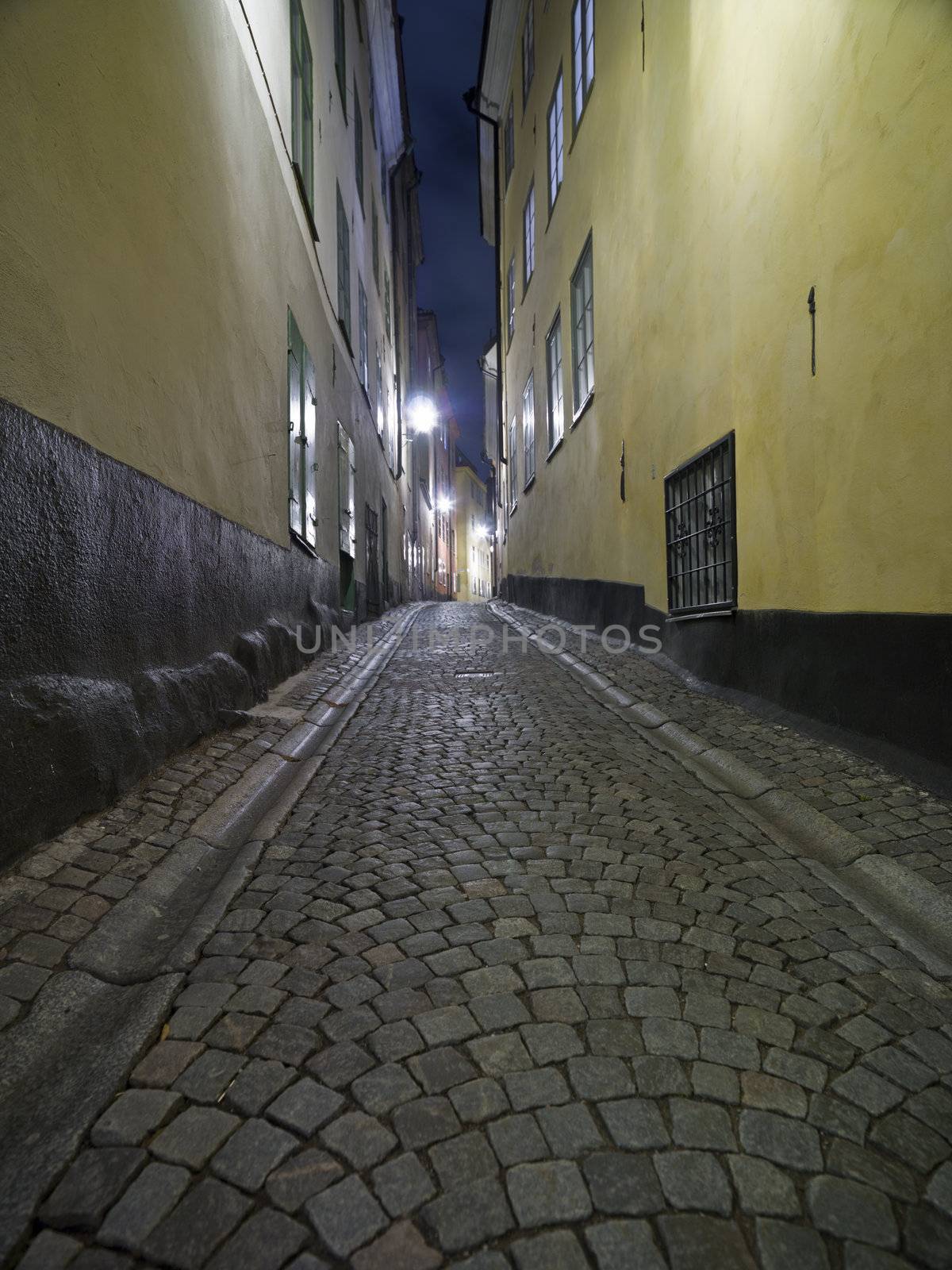 Colorful back alley in the old town of Stockholm