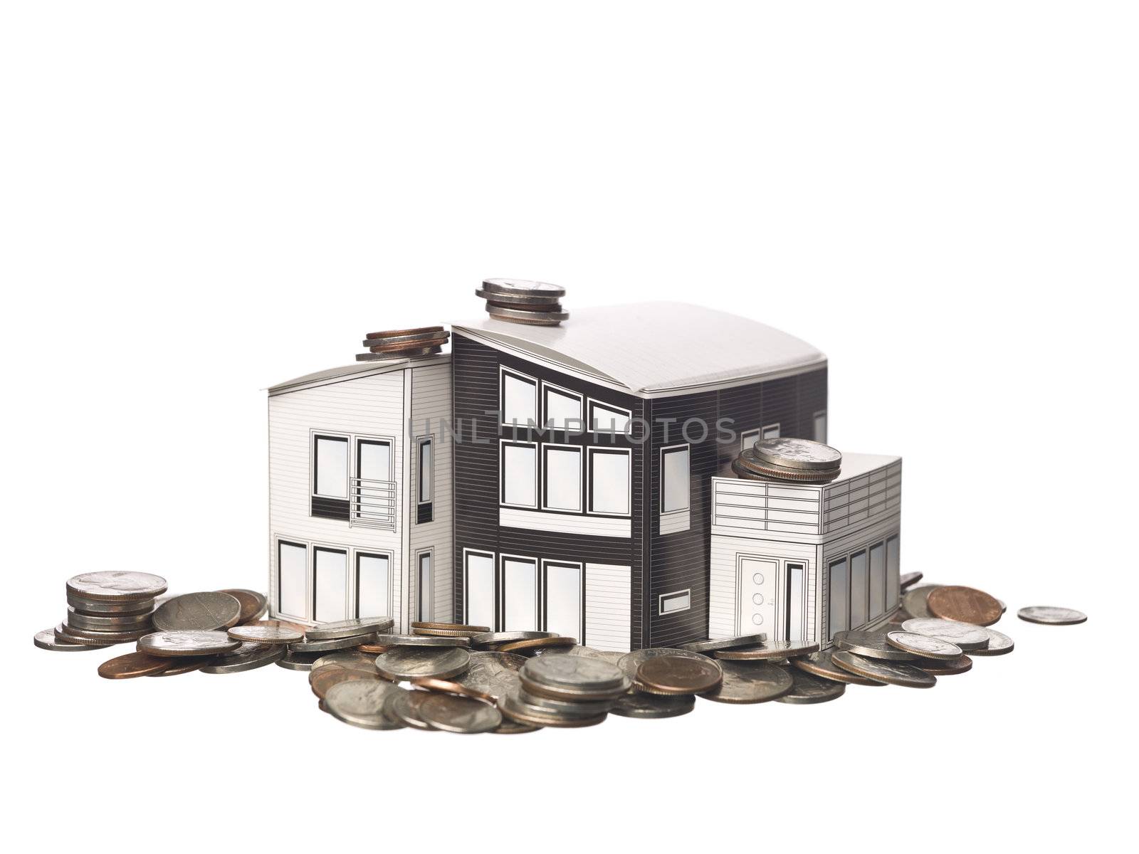 House model standing on american coins by gemenacom