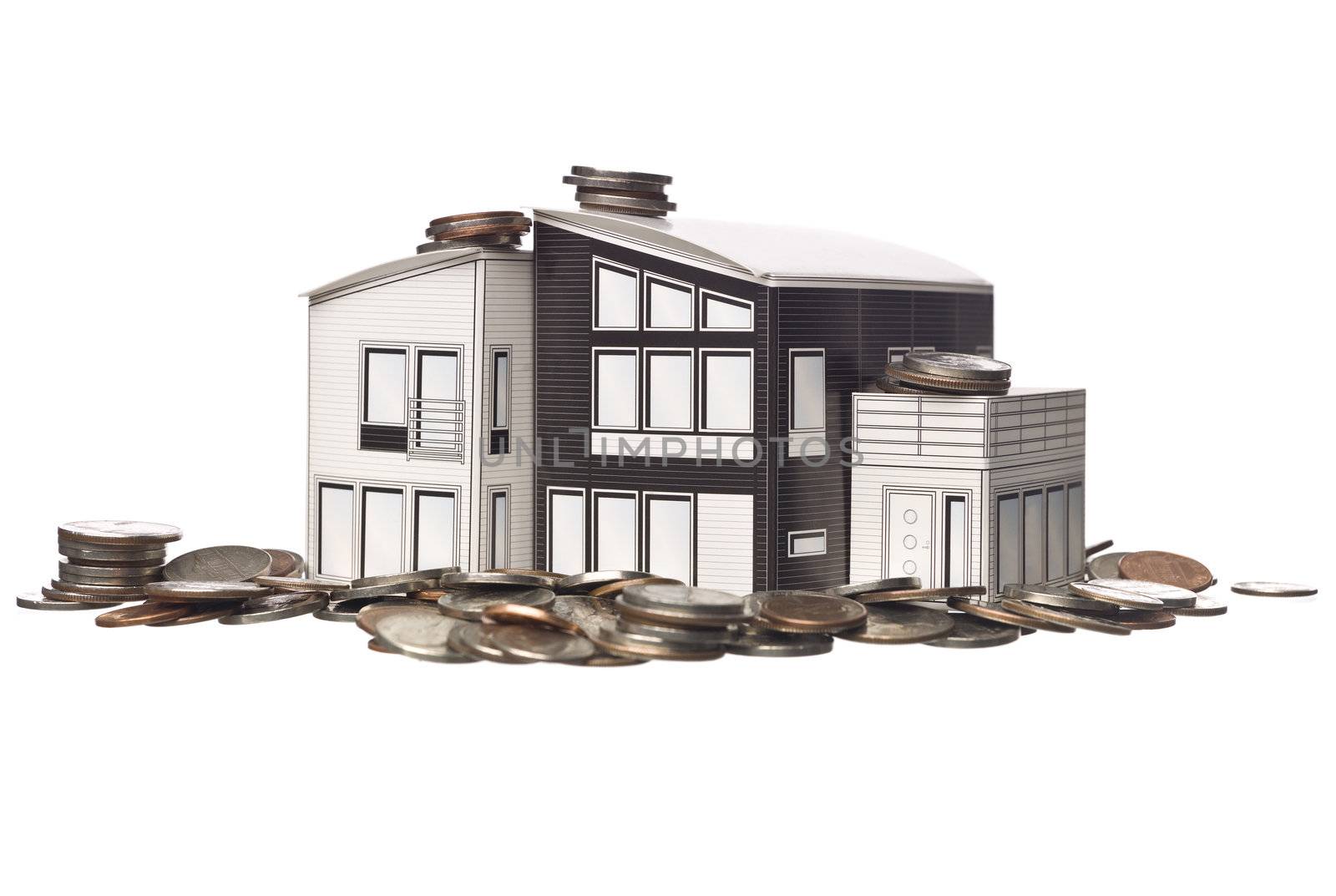 House model standing on american coins by gemenacom