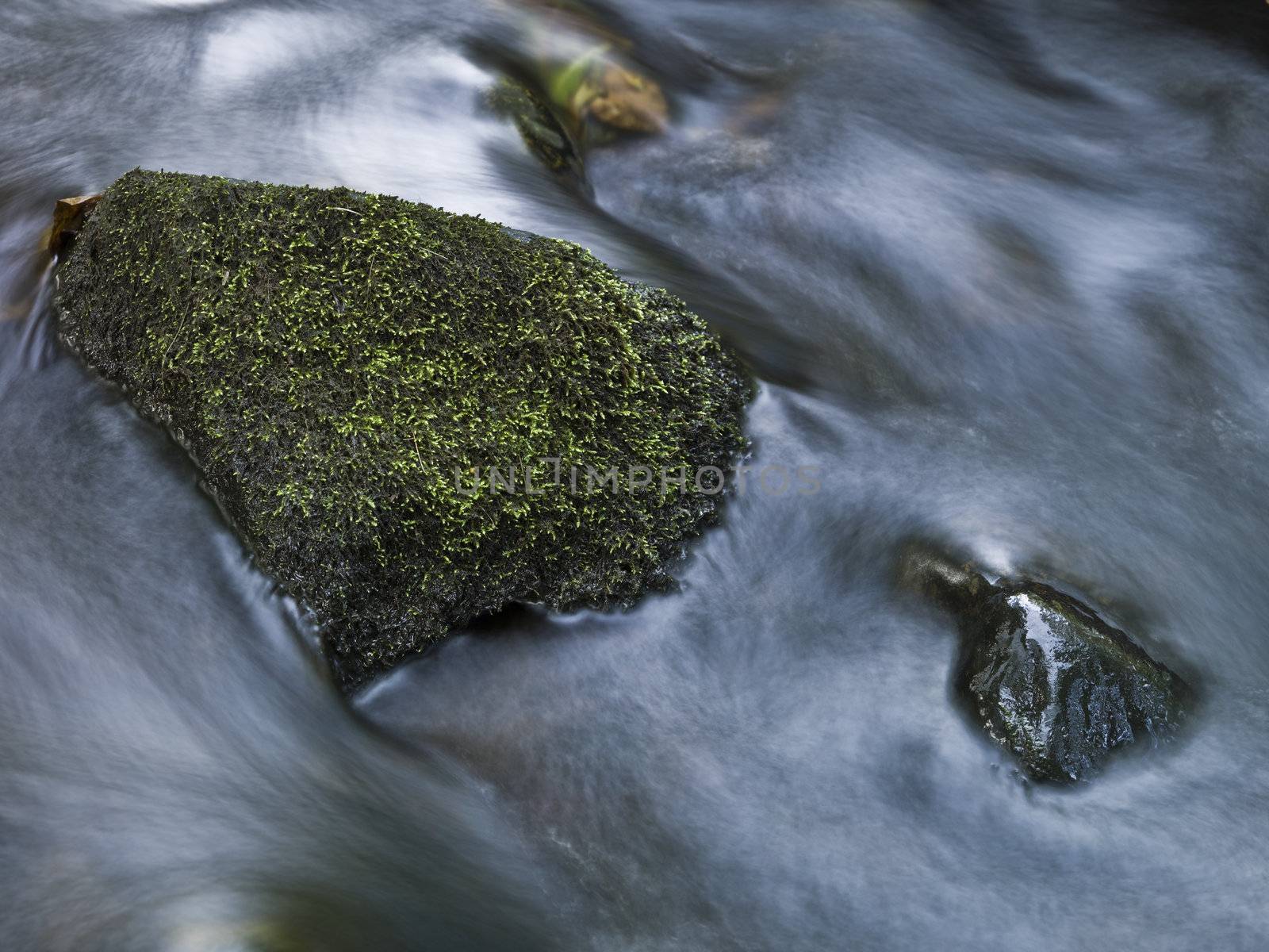 Stone in a pitch shot with long exposure time.