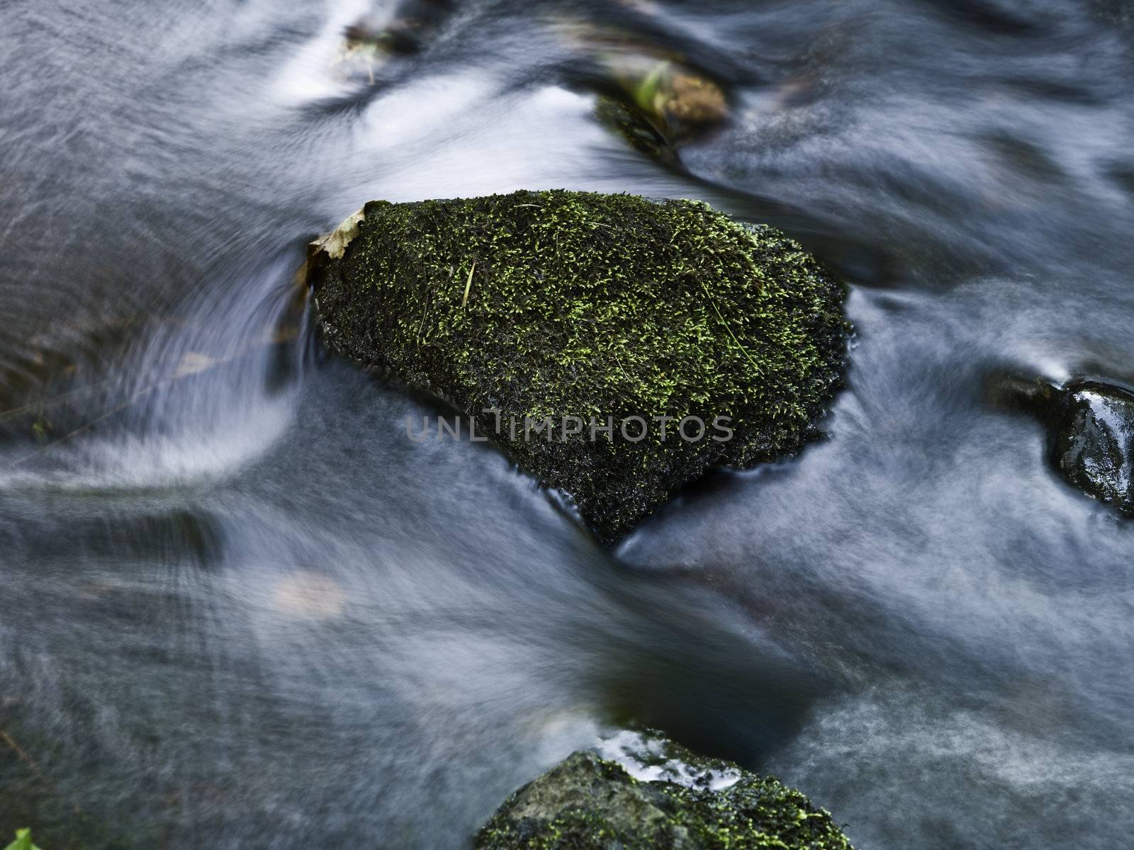 Stone in a pitch shot with long exposure time.