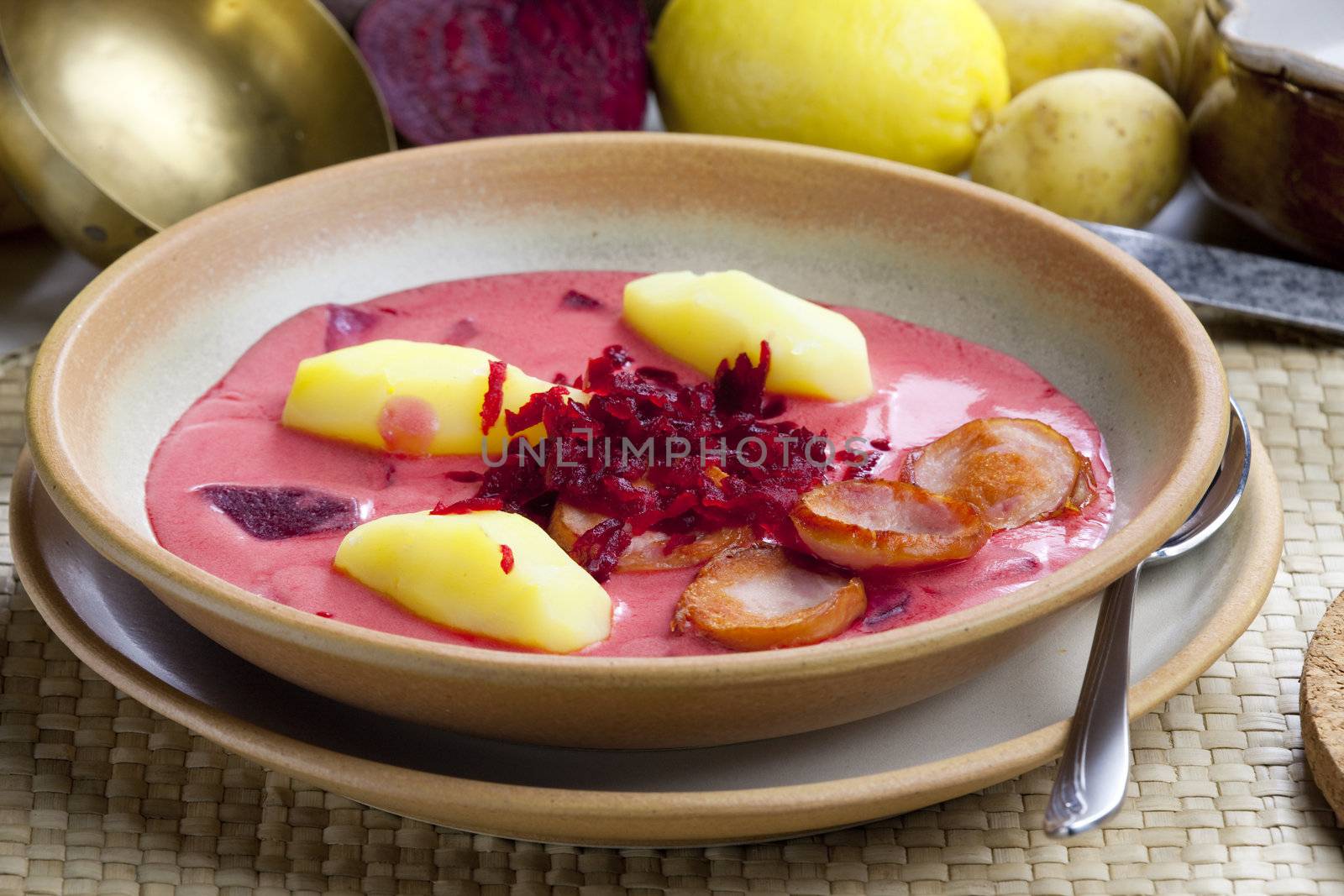 Polish red beet soup