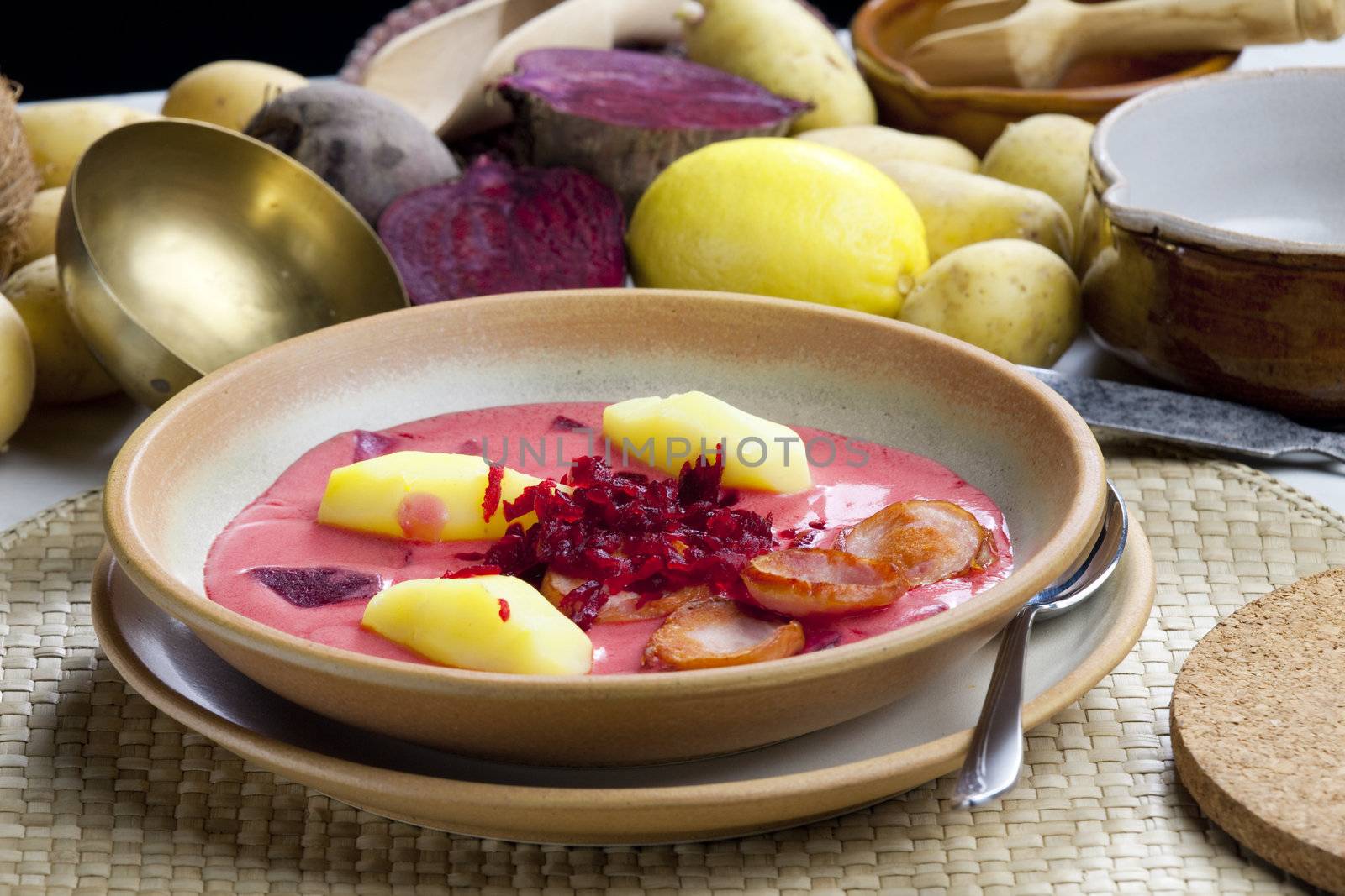 Polish red beet soup
