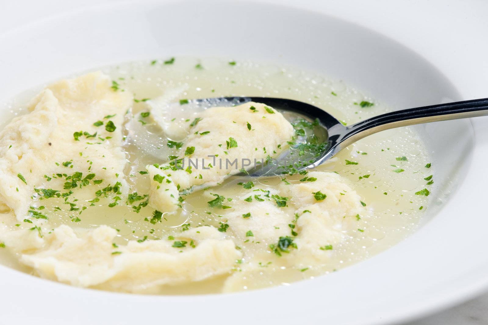 beef bouillon with dumplings