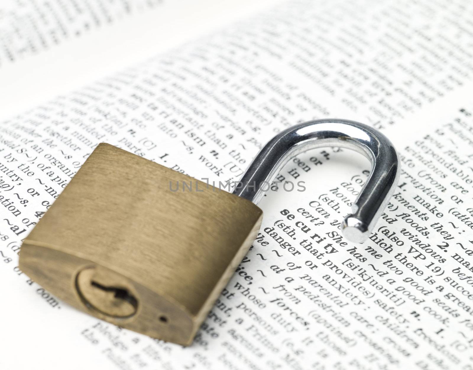 Padlock surrounding the word security