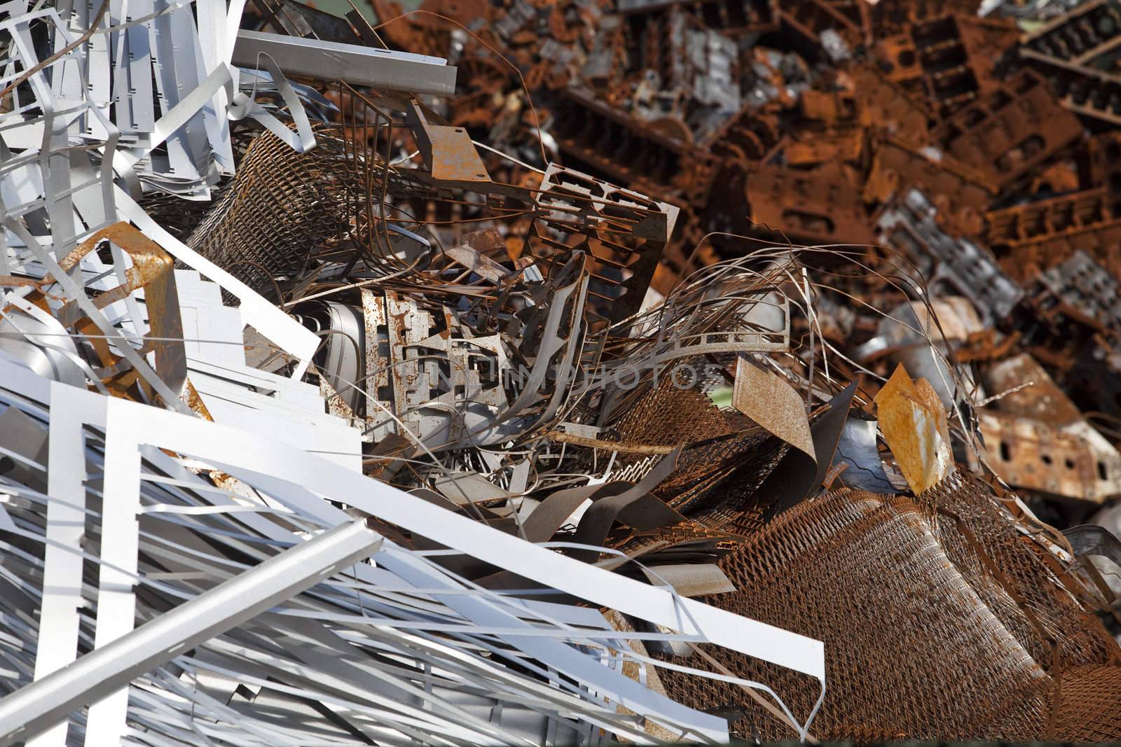 Rusty scrap metal in a junkyard