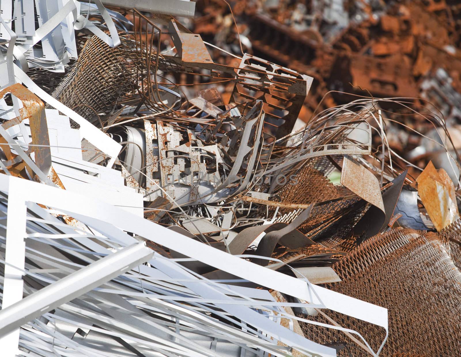 Rusty scrap metal in a junkyard