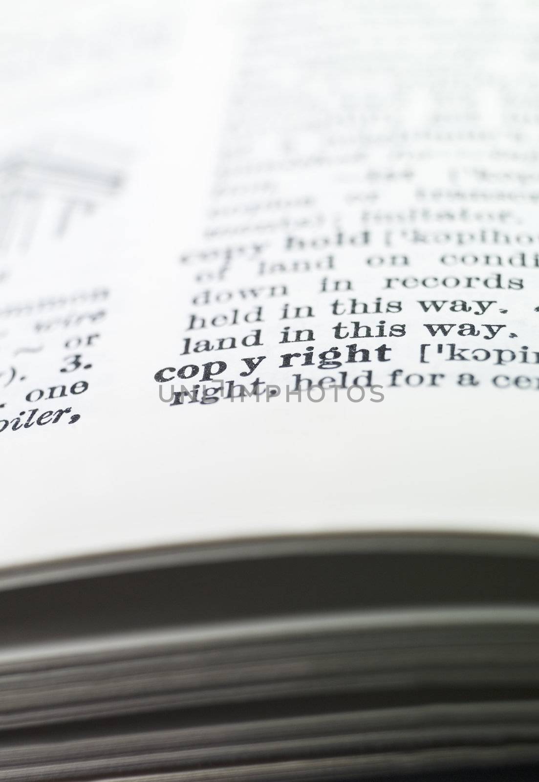 the word 'copyright' highlighted in a dictionary