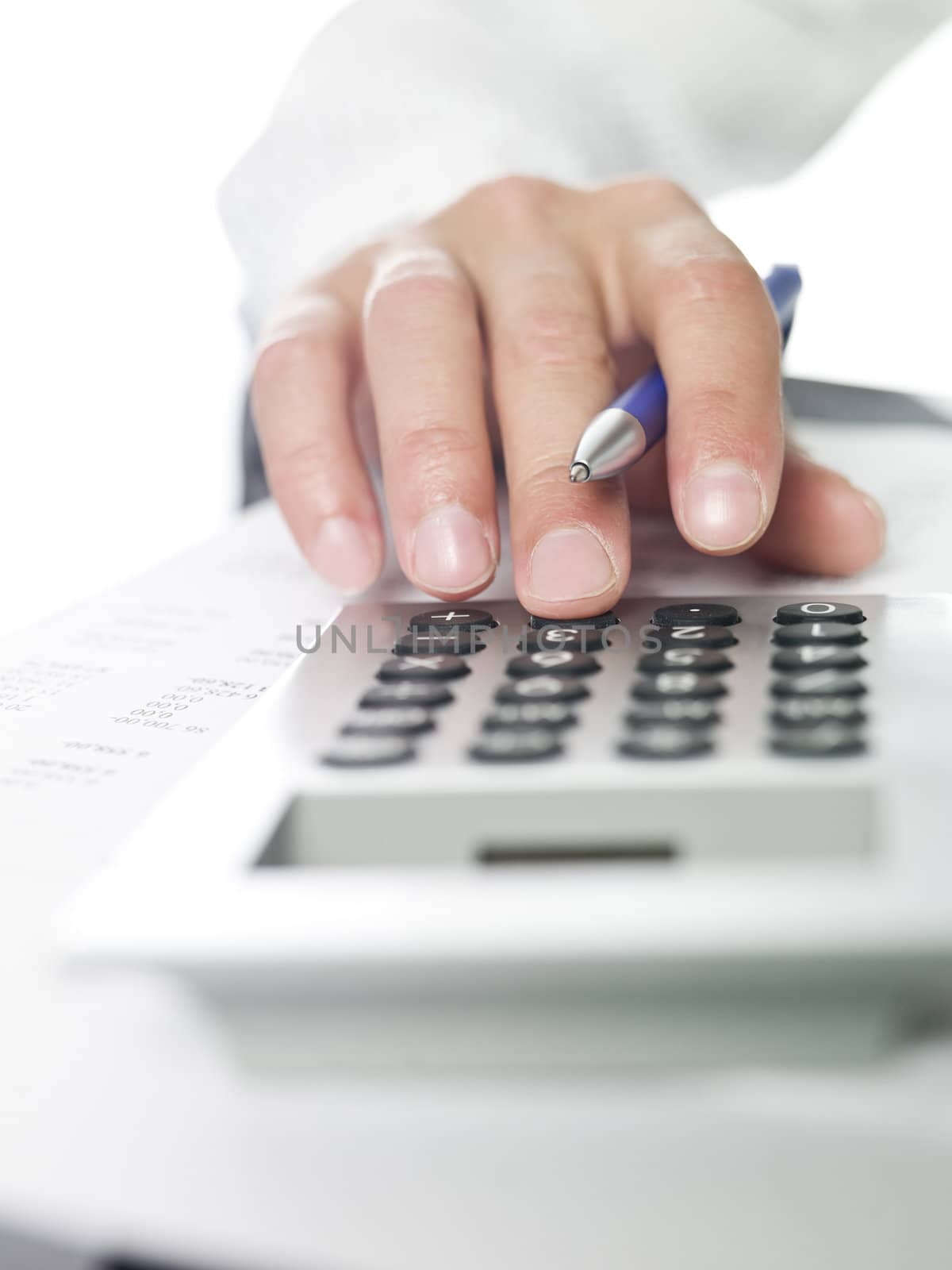 Man doing financial calculations.