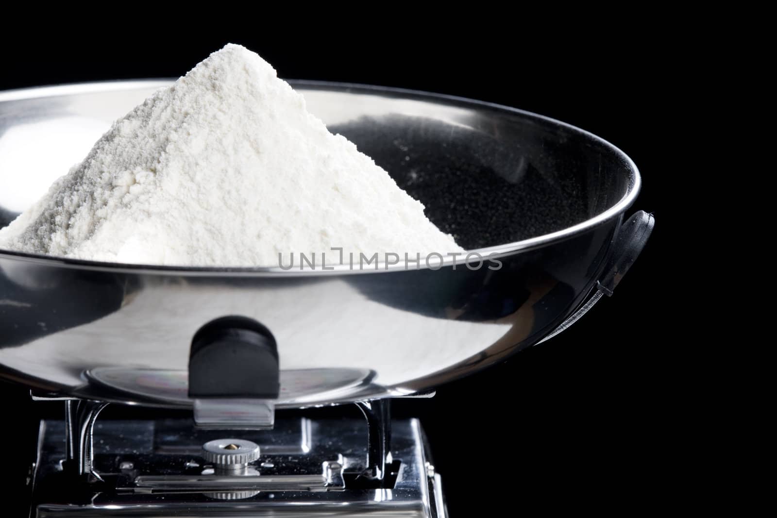 flour on kitchen scales