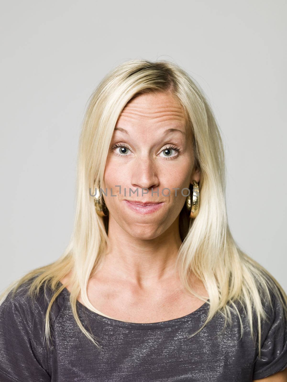 Portrait of a woman making a funny face