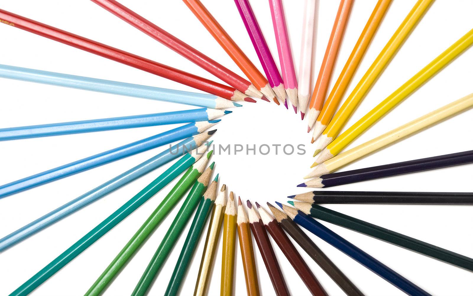 decorative circle by color pencils on white background 