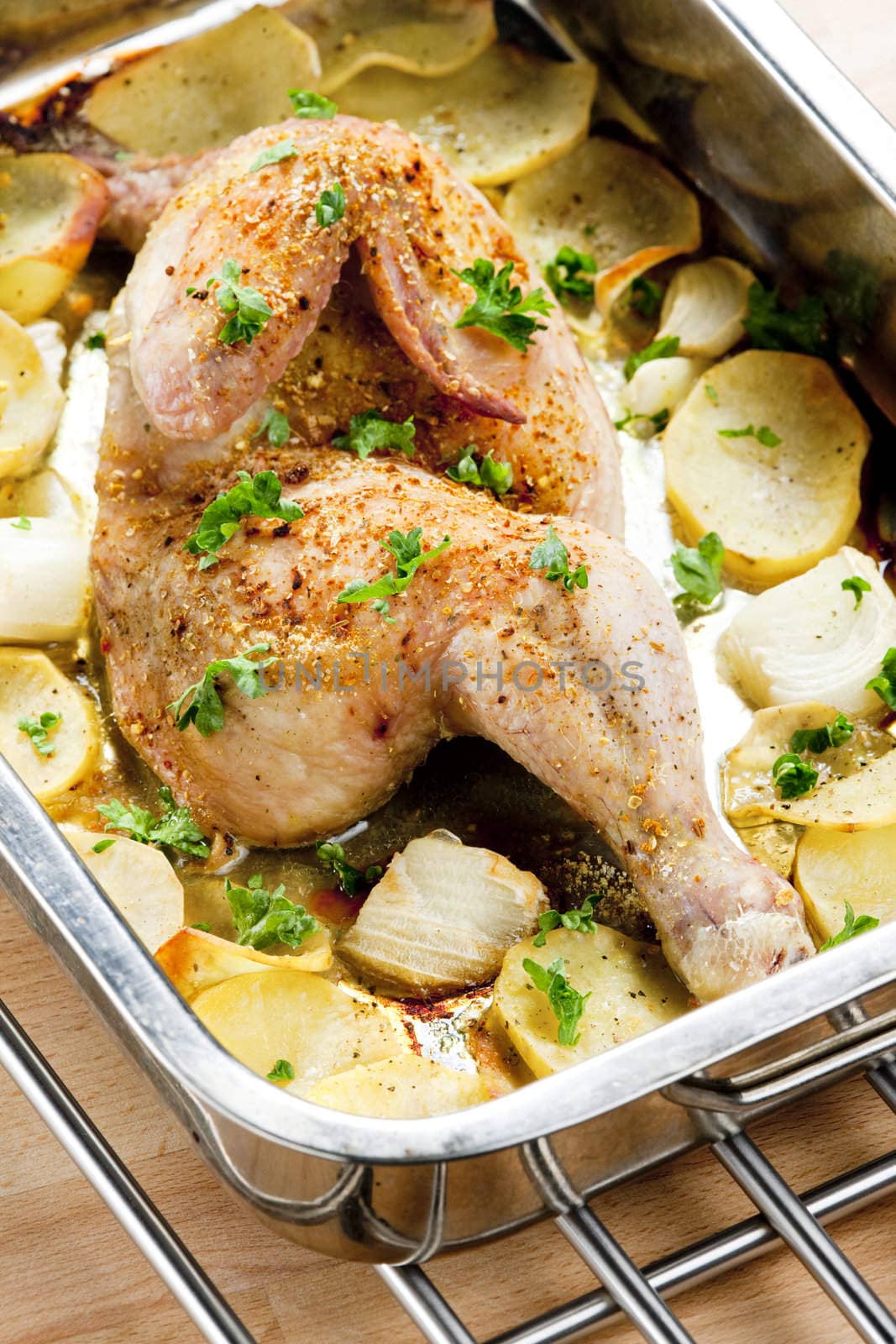 chicken baked with potatoes