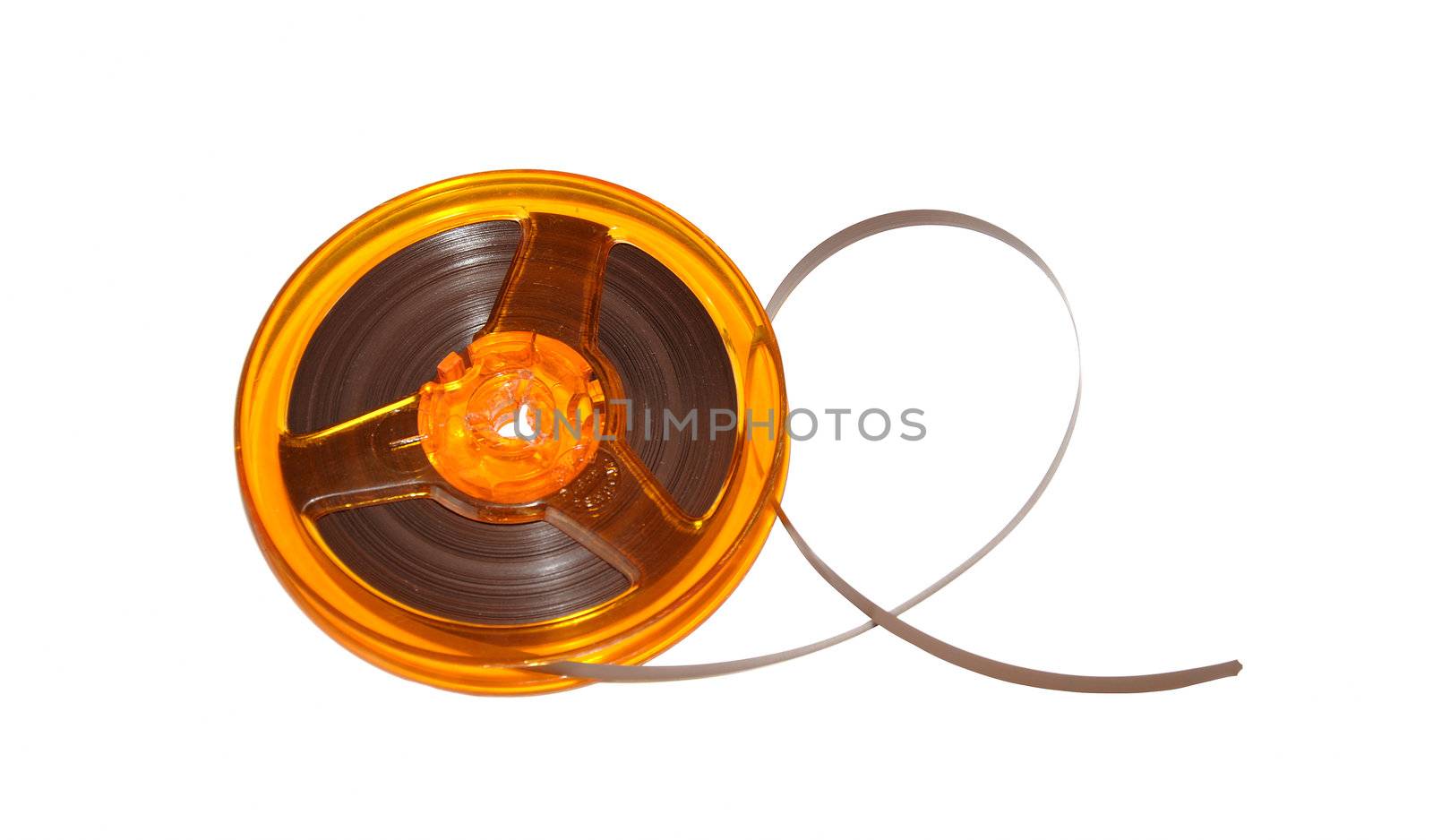 Roller Tape cassette spool on white background 
