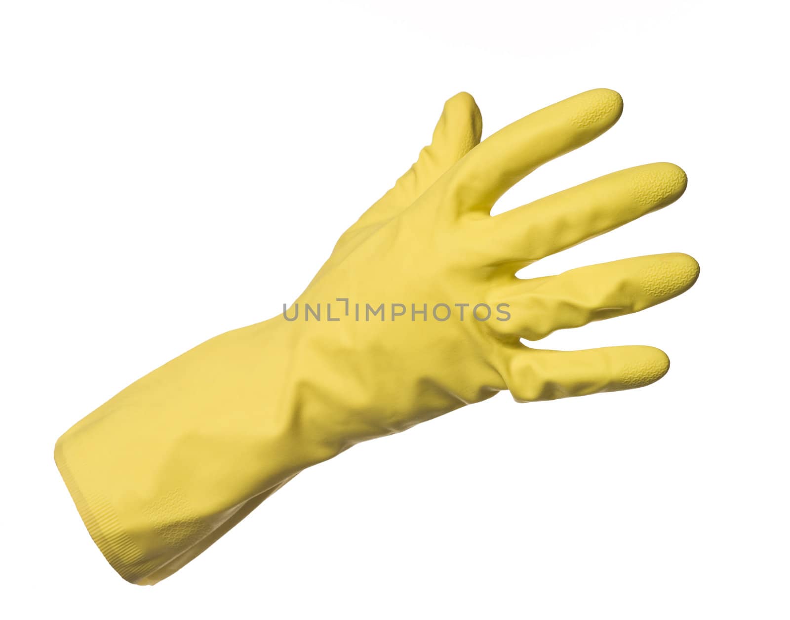 Yellow protection glove isolated on white