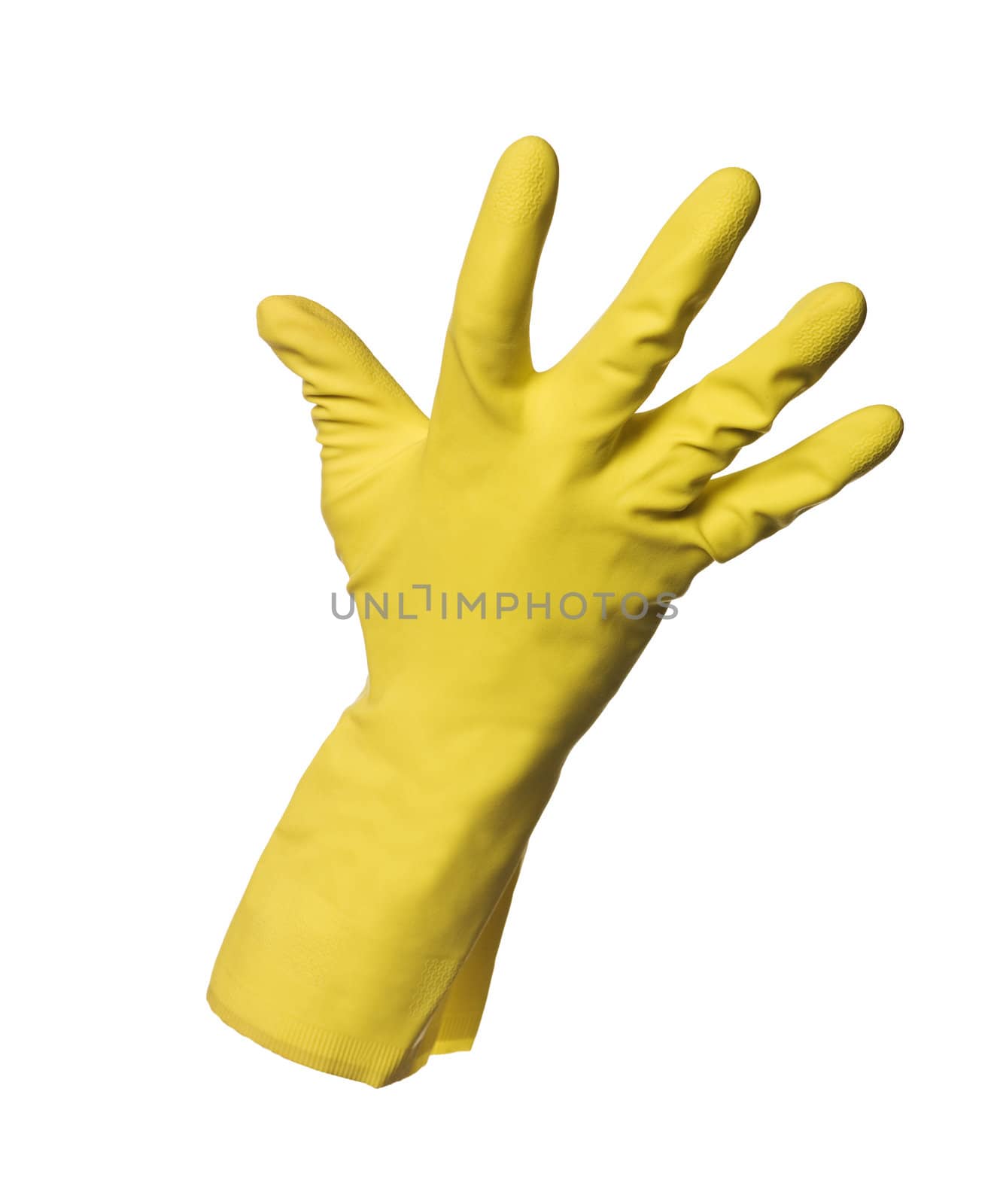 Yellow protection glove isolated on white background