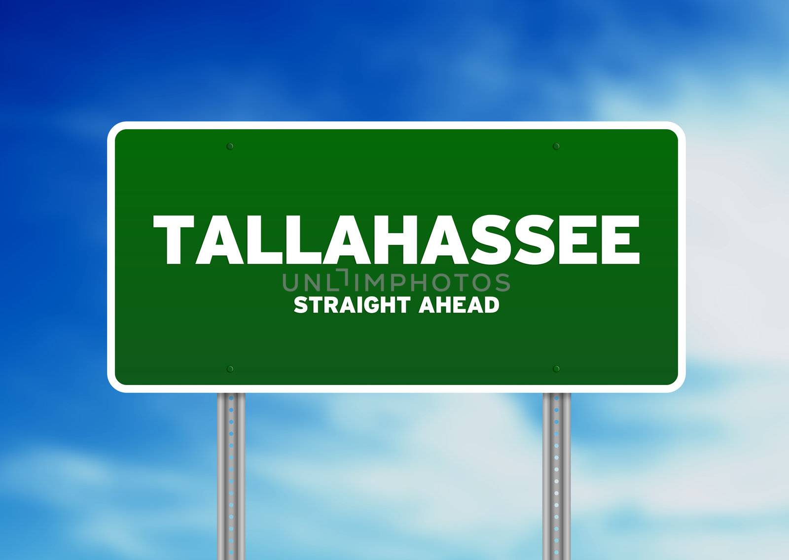 Green Tallahassee, Florida, USA highway sign on Cloud Background. 