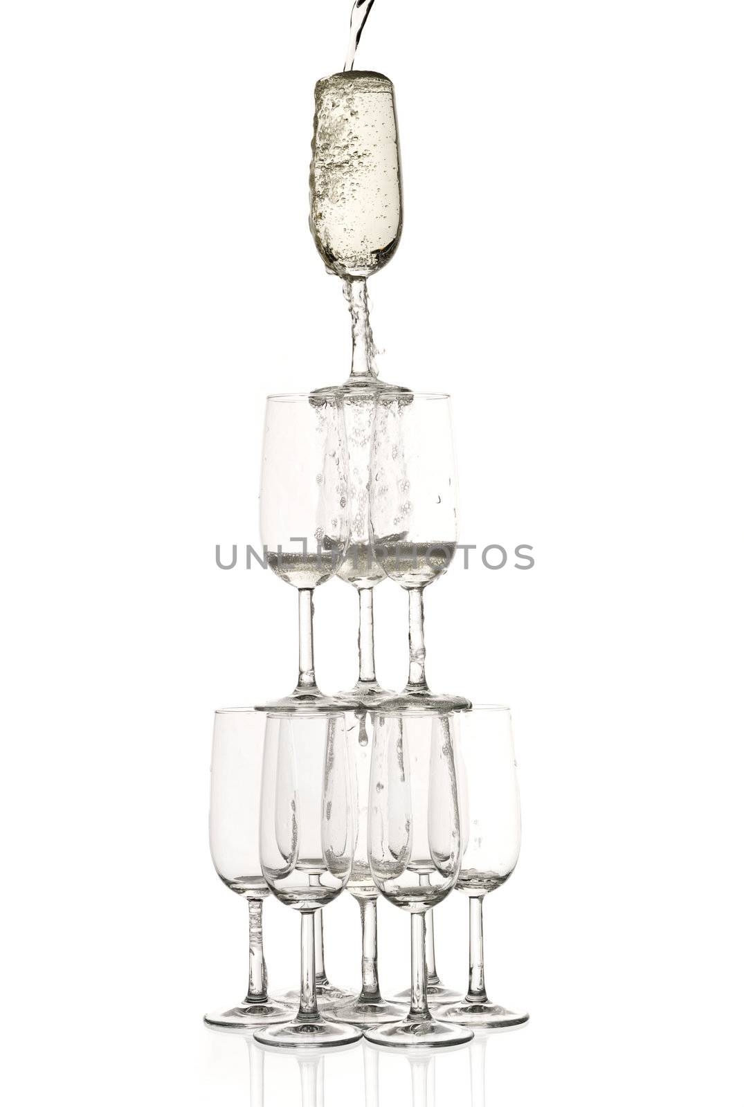 Champagne glasses isolated on white