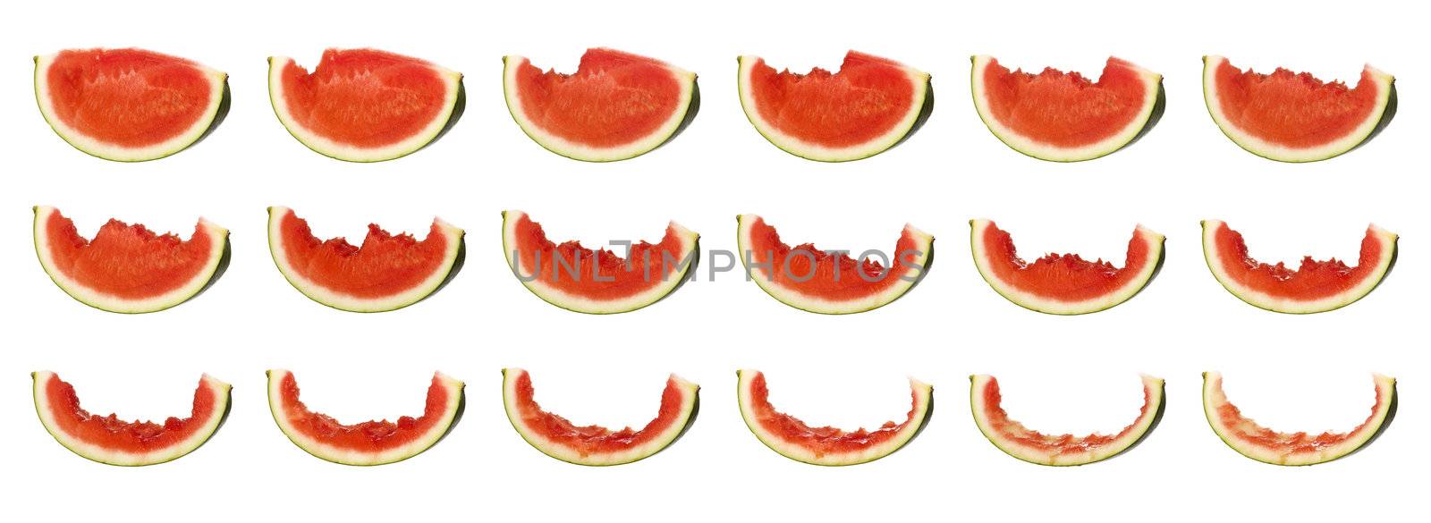 Tasty watermelon in progress isolated on white background by gemenacom