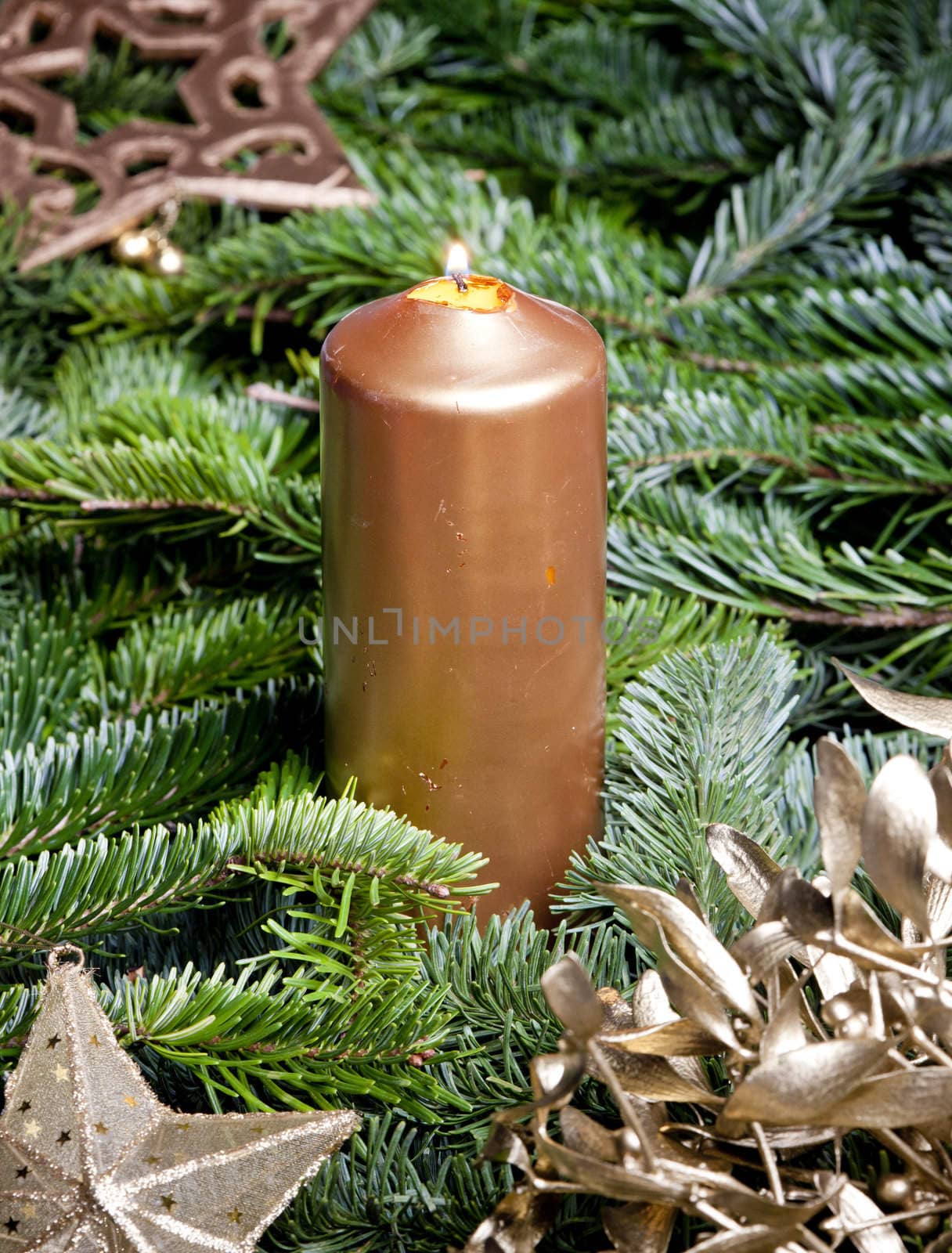 Christmas still life with a candle