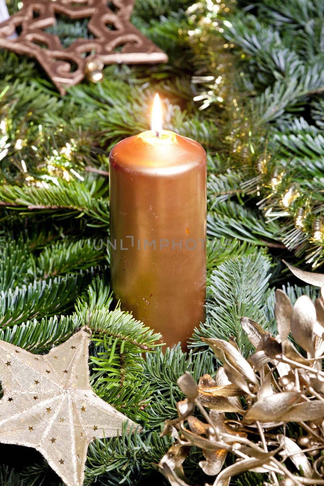Christmas still life with a candle
