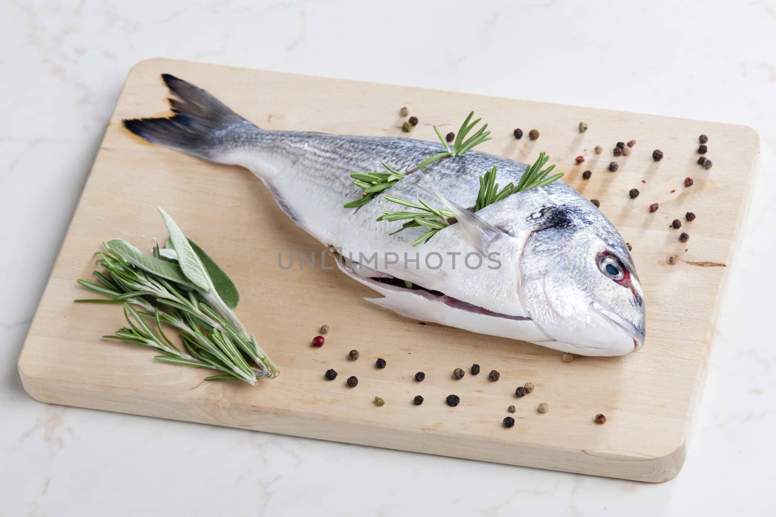 raw bream with herbs