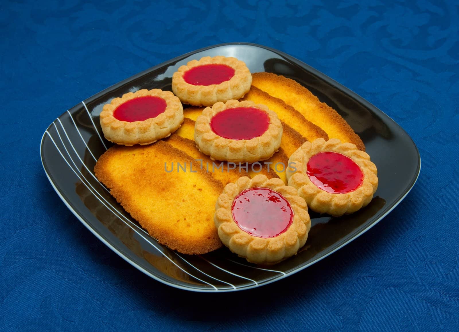 cookies on a Plate on a blue background 