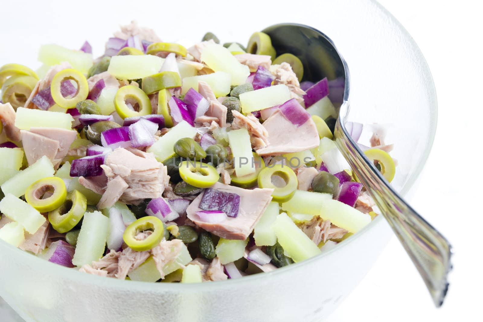 Mediterranean potato salad with tuna fish