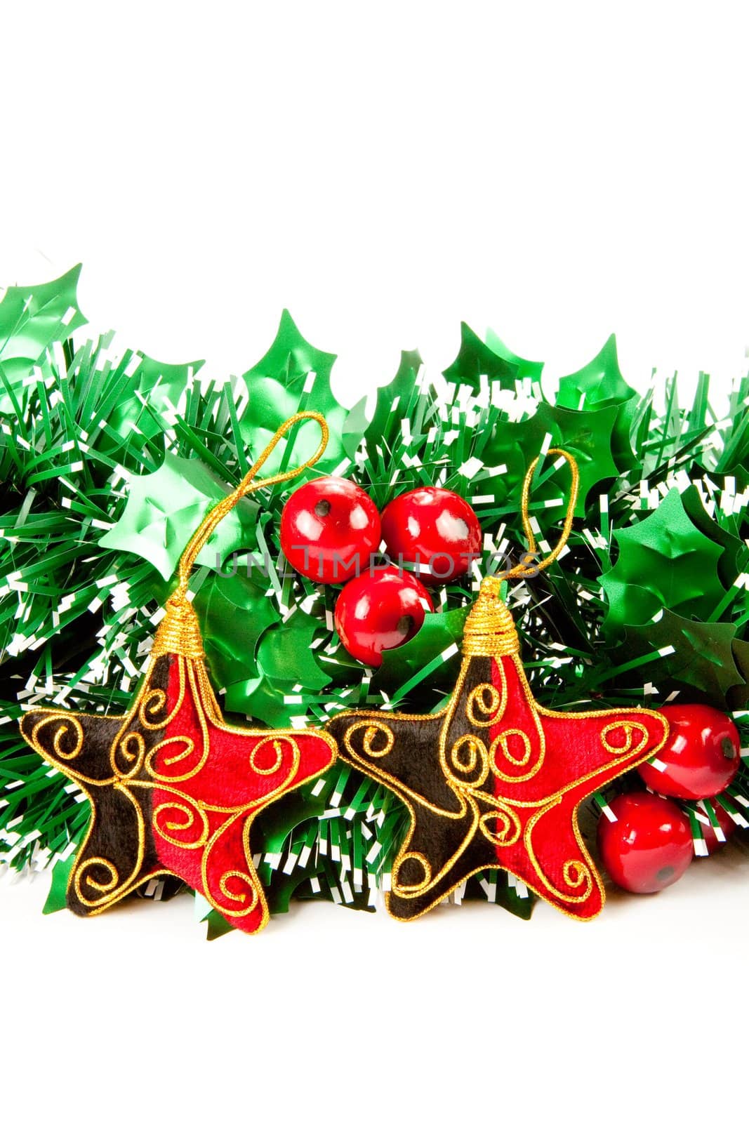 Christmas decorations on white backgroun