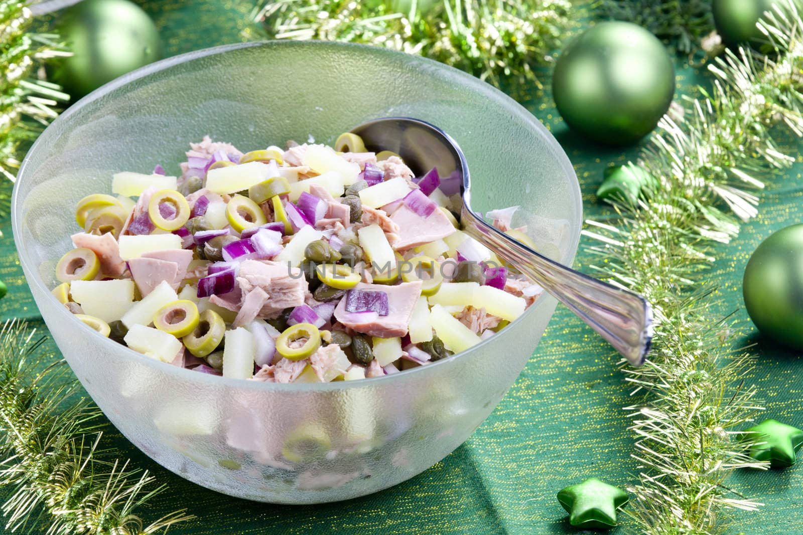 Mediterranean potato salad with tuna fish