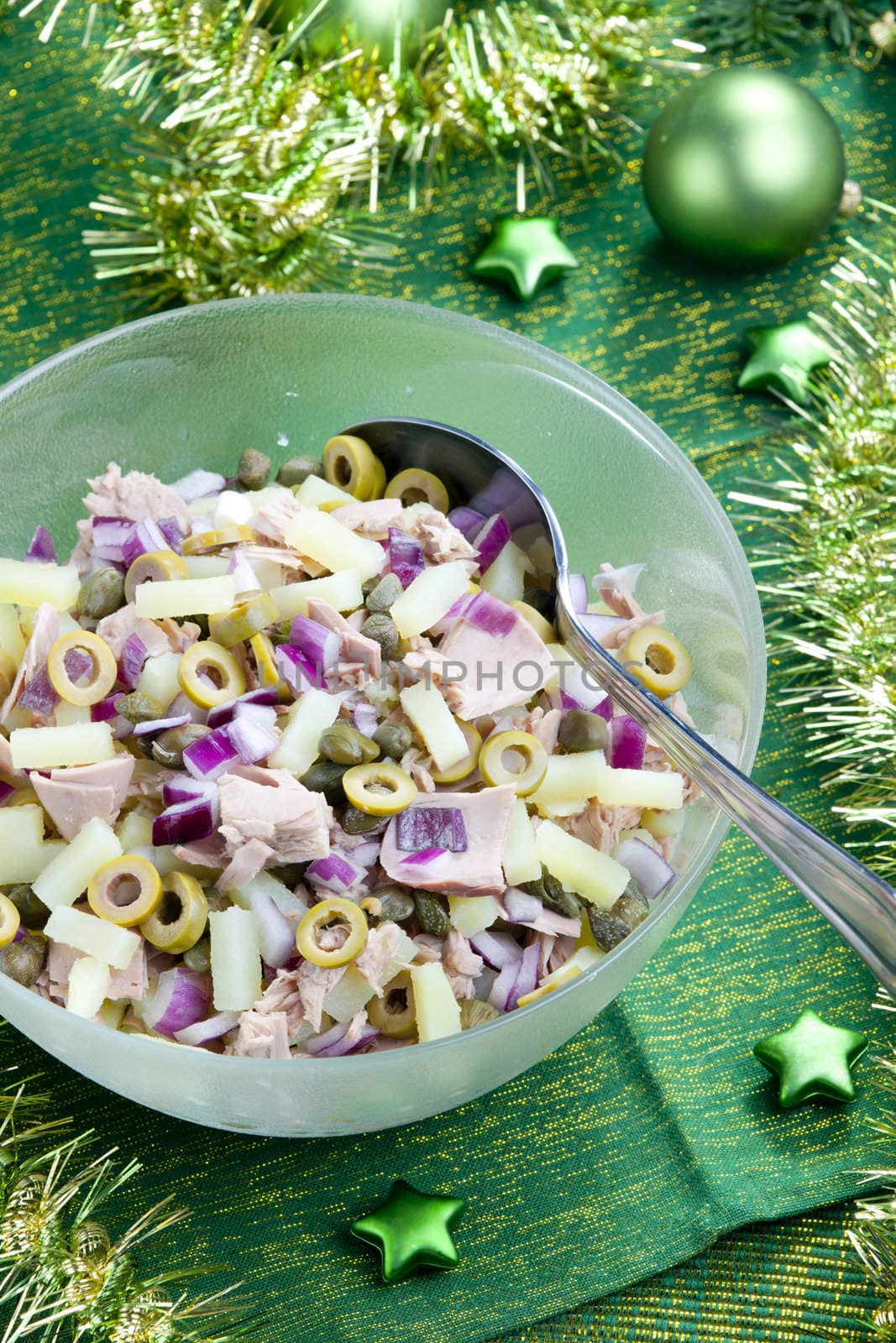 Mediterranean potato salad with tuna fish