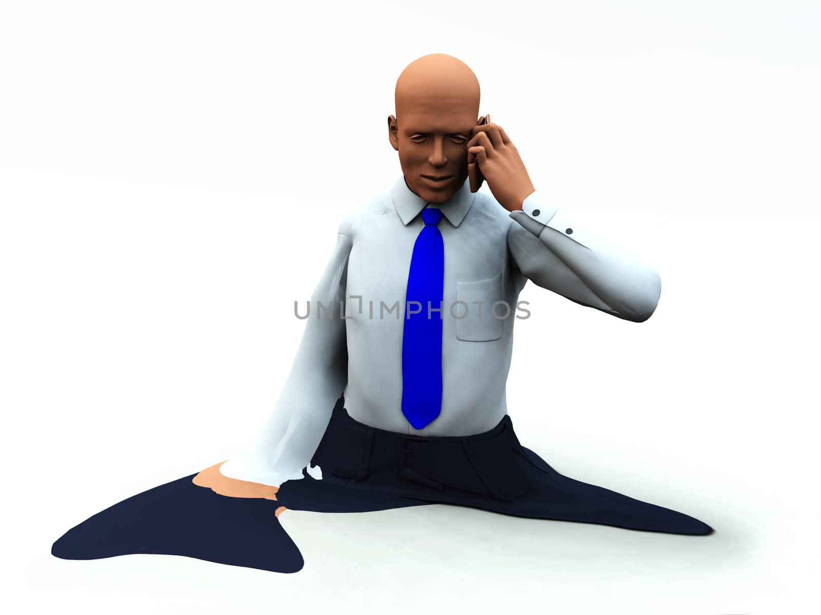 Conceptual image of a businessmen that is melting.