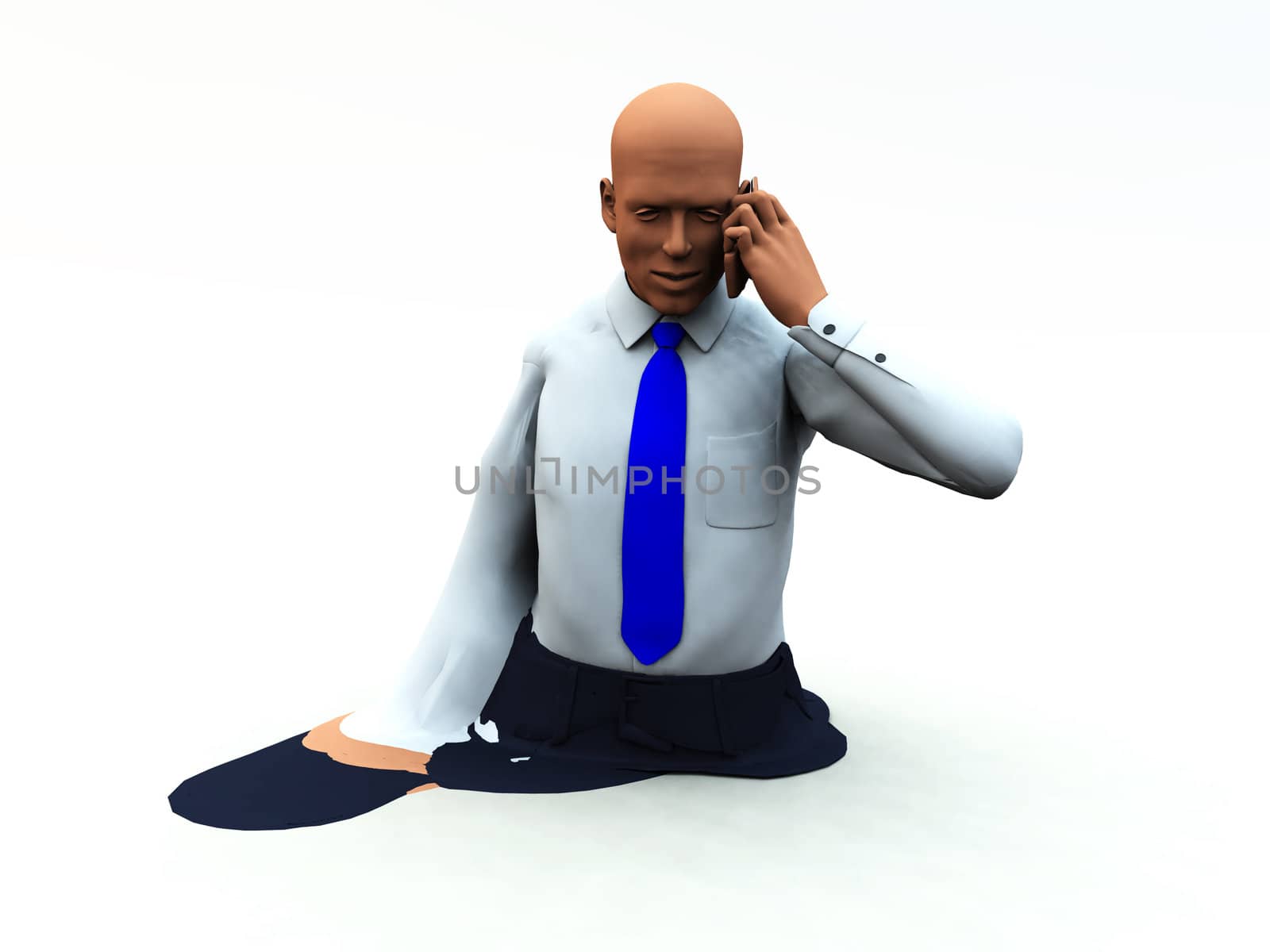 Conceptual image of a businessmen that is melting.