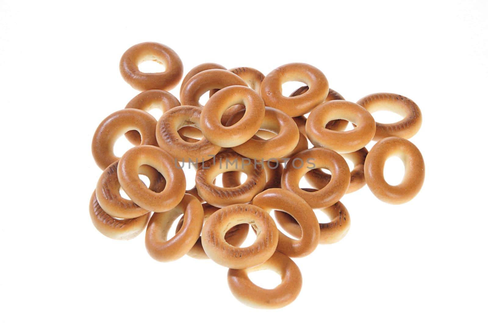 small group of bagels isolated on a white background