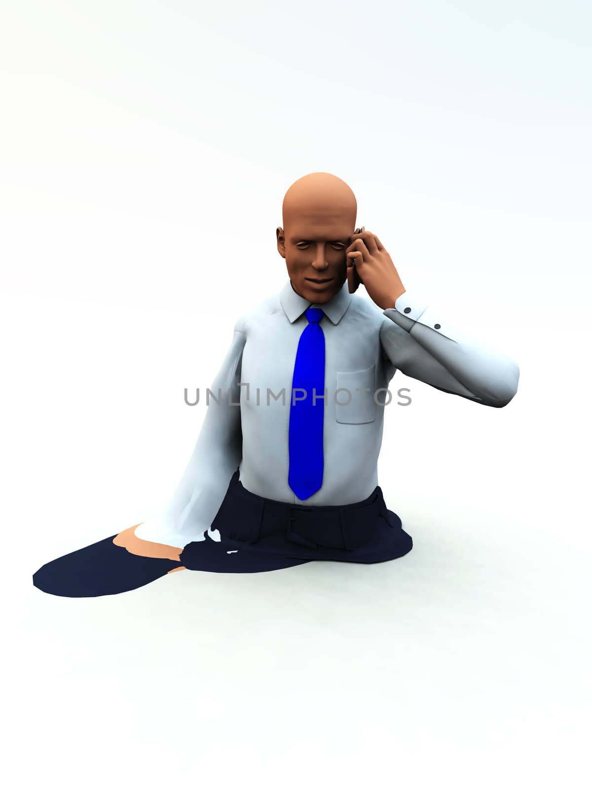 Conceptual image of a businessmen that is melting.