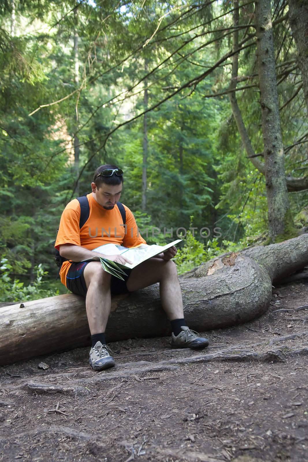 tourist reading a map - Slovak Paradise