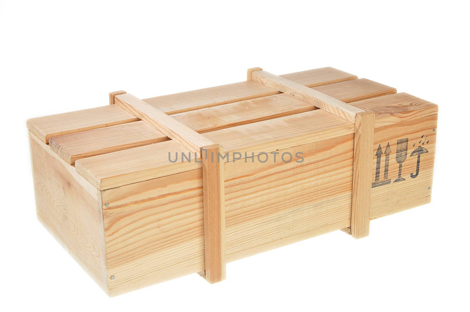 model of a wooden shipping box isolated on white background
