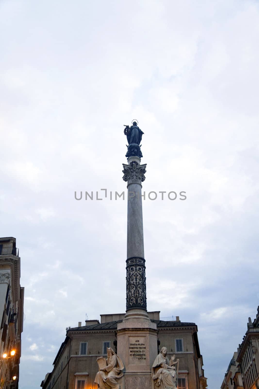A tall religious obelisk in Rome, Italy