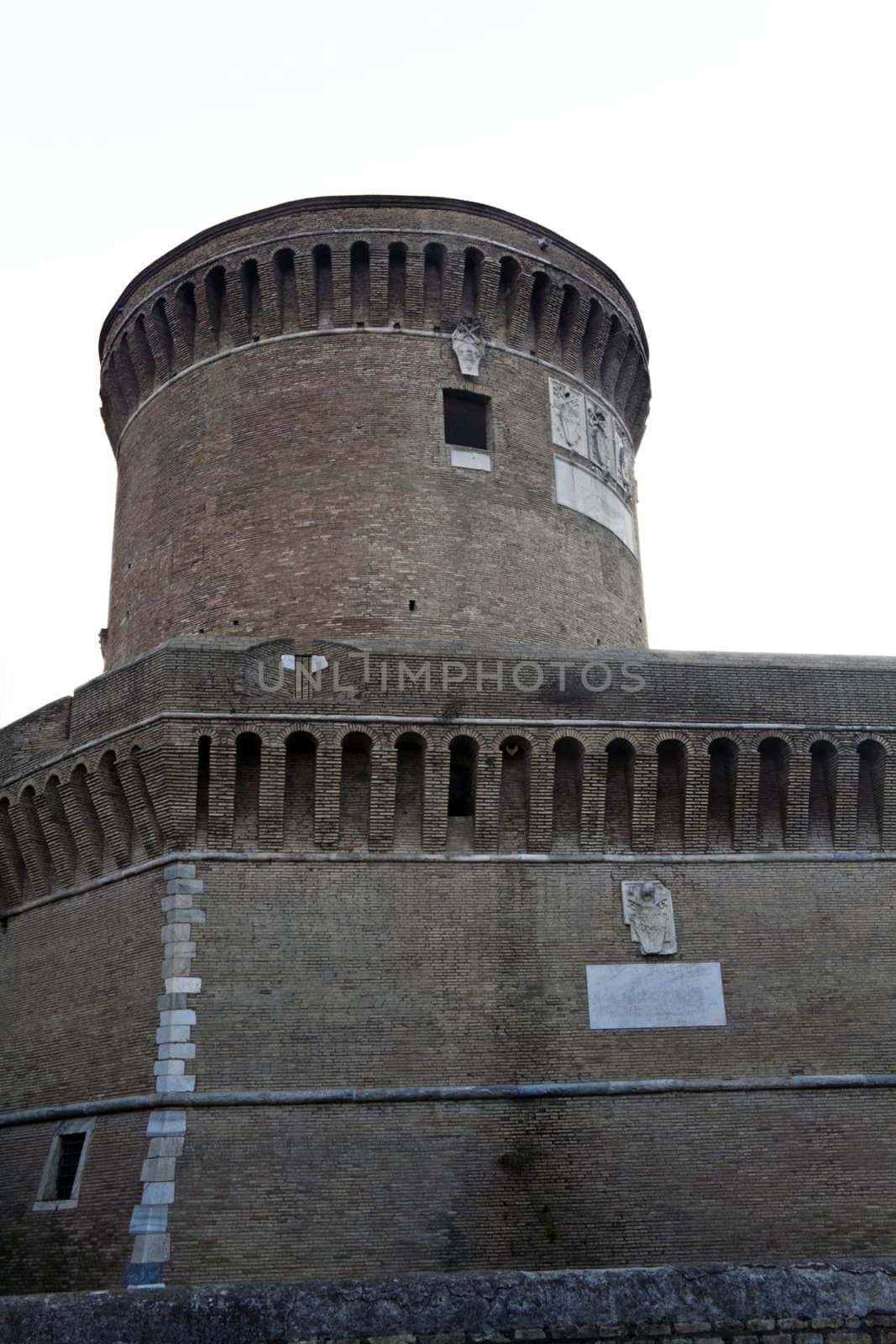 An old Roman castle tower in the Ostia, Italy