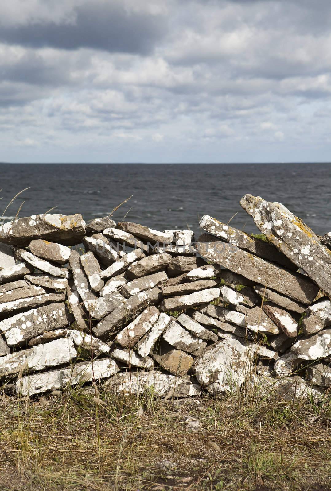 Stone wall by the ocean