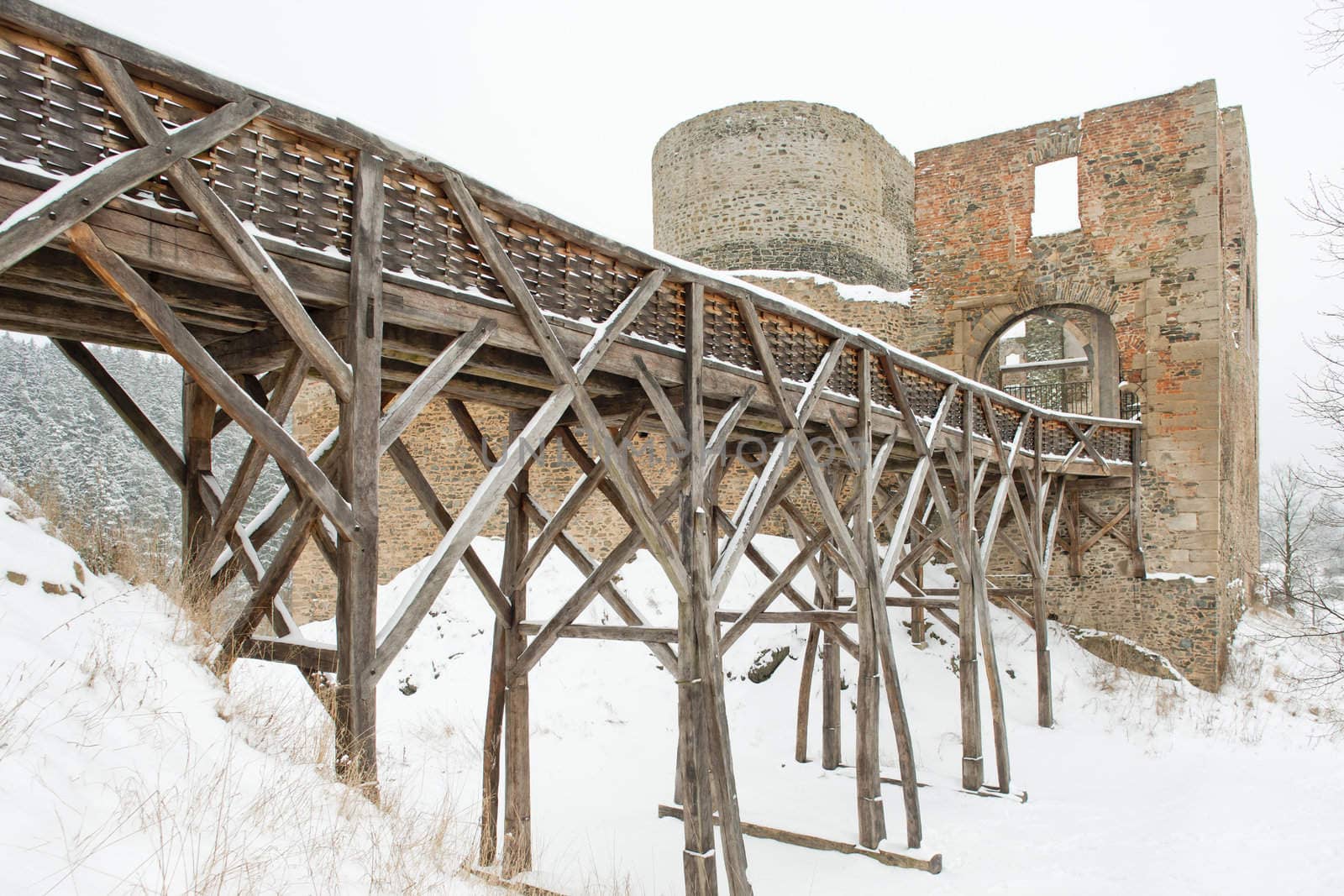 Krakovec Castle in winter, Czech Republic