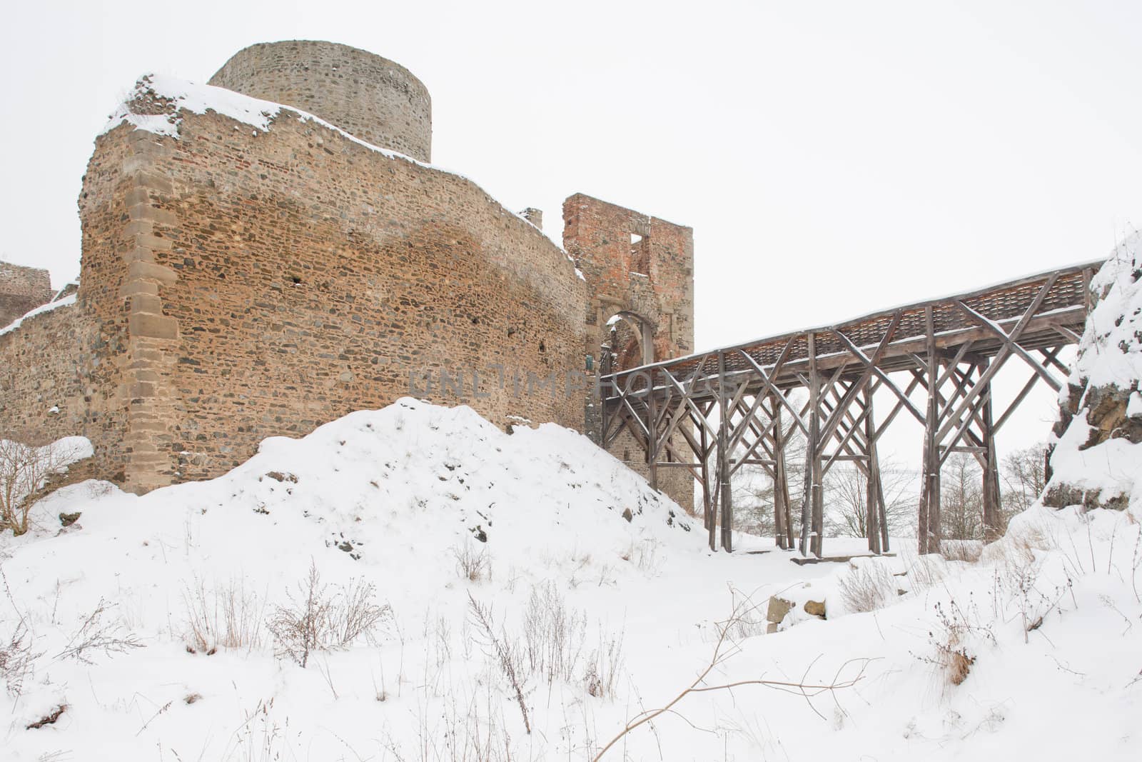 Krakovec Castle in winter, Czech Republic