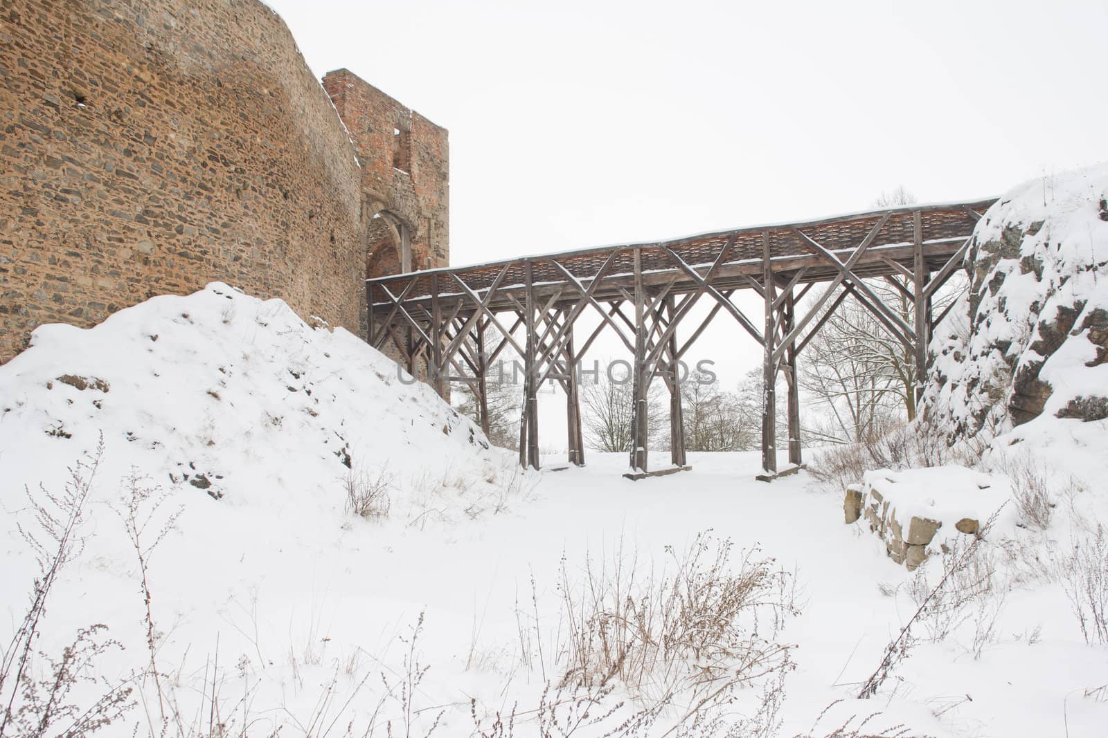 Krakovec Castle in winter, Czech Republic