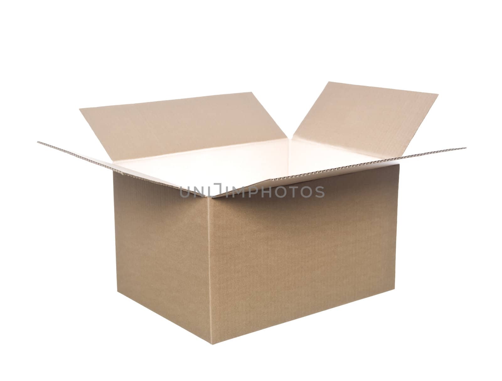 Open cardboard box with light in it