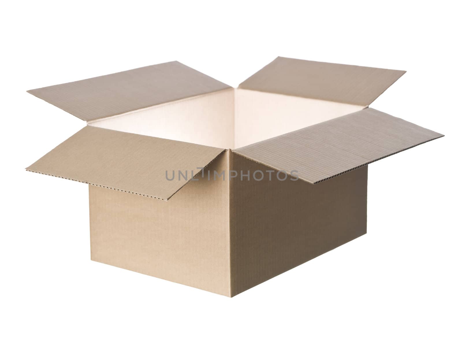 Open cardboard box with light in it