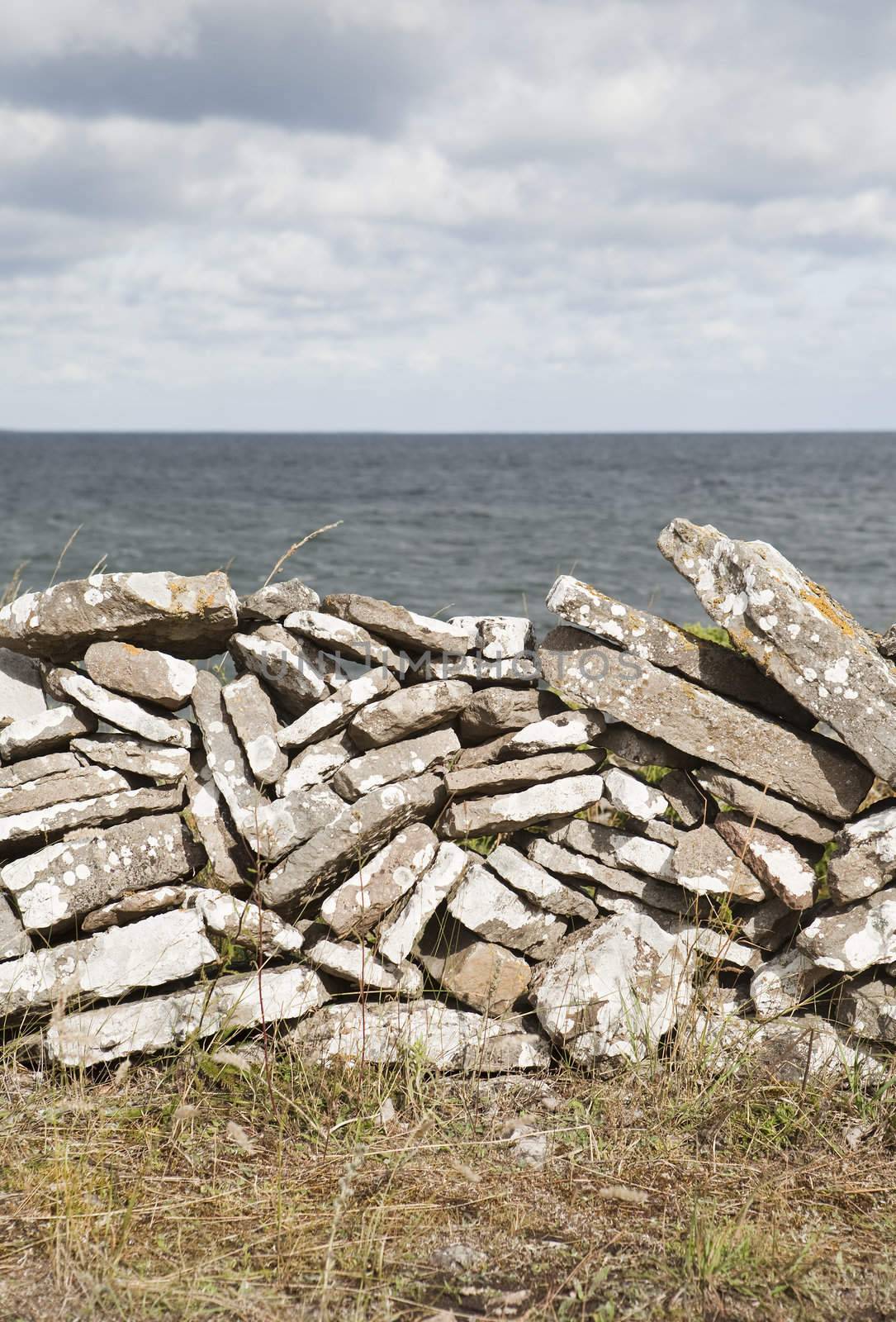 Stone wall by the ocean