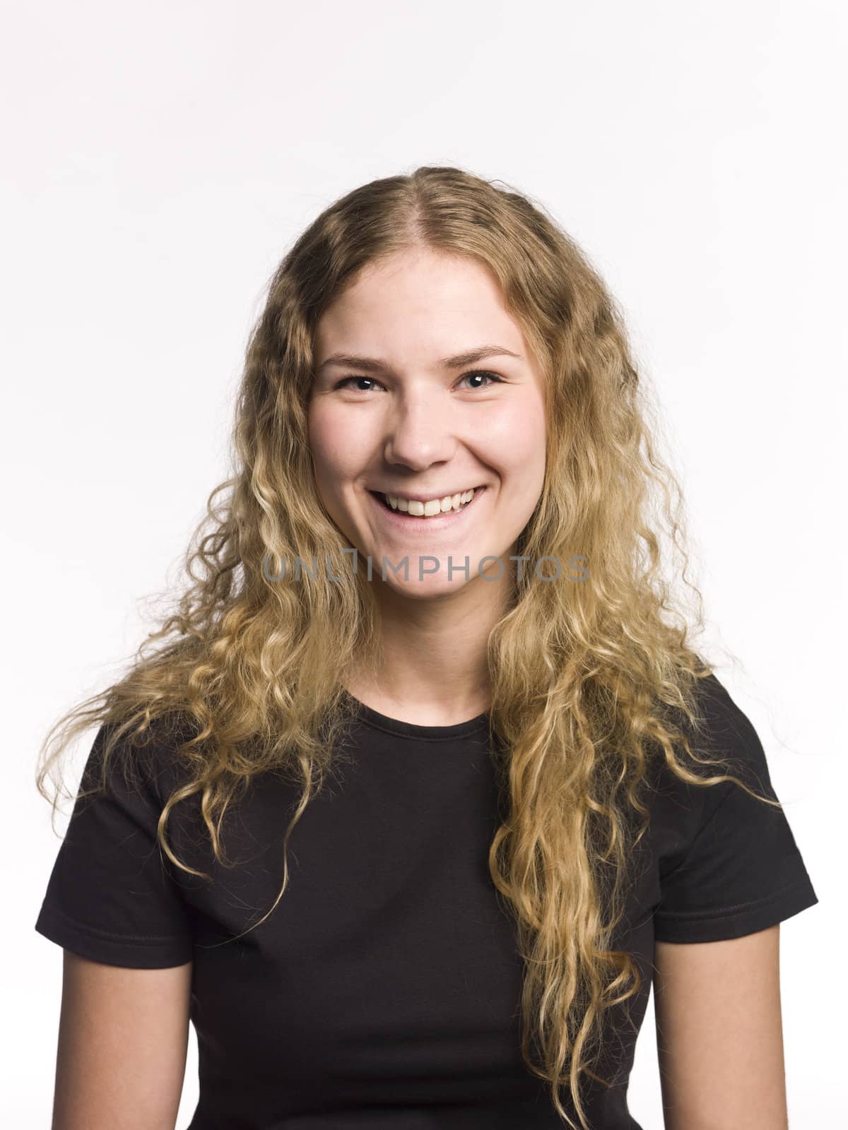 Portrait of a smiling woman isolated on white background