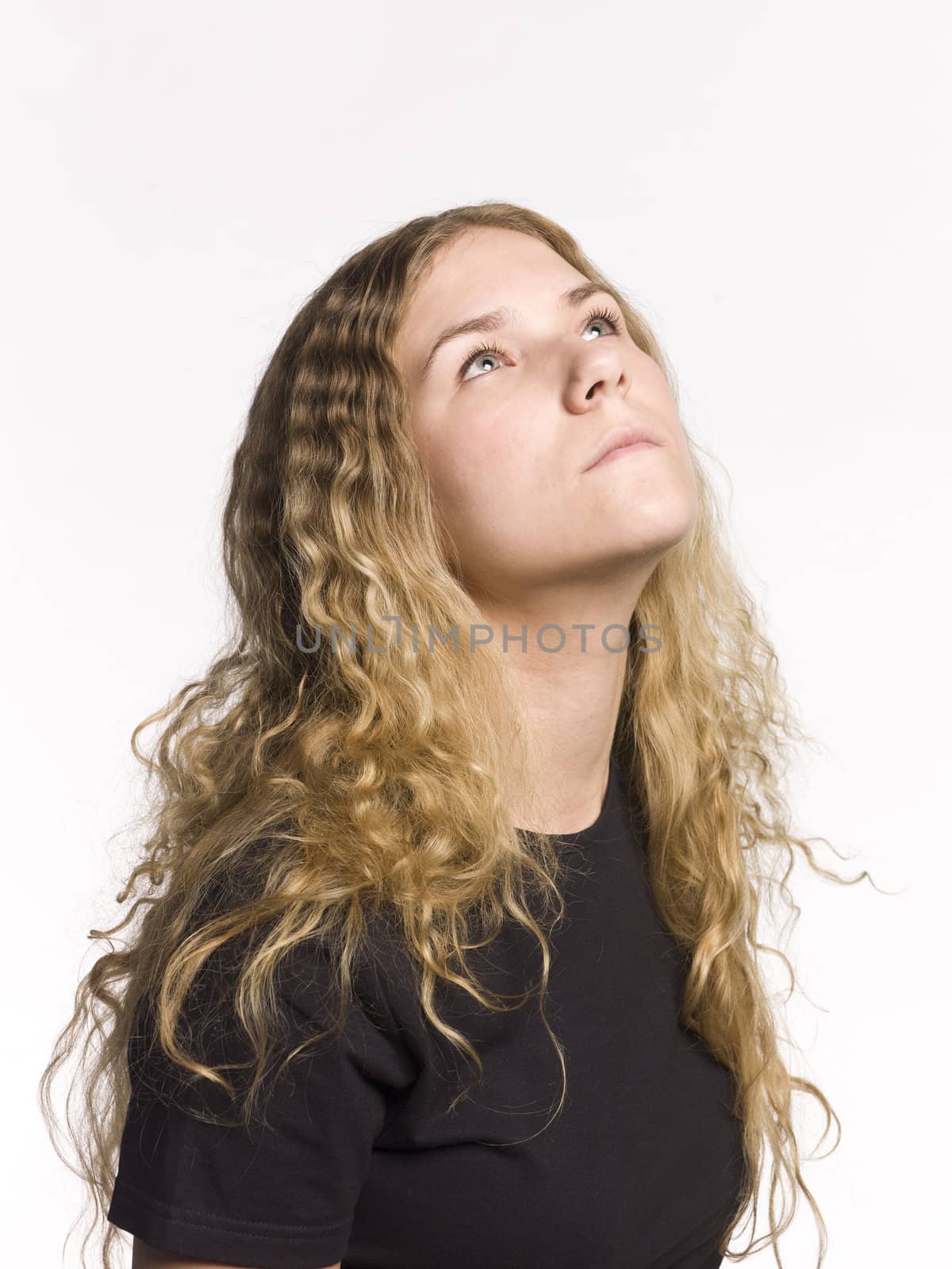 Portrait of a woman looking upwards