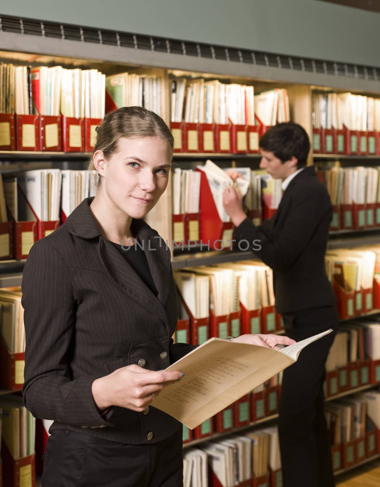 Two women at a library